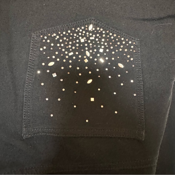 Dream Jeannes Quacker Factory Size 10 Short Stretchy Jeans Beaded pockets Black - Picture 3 of 4